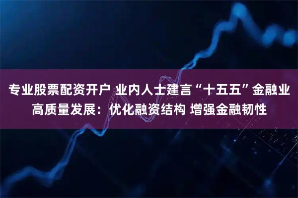 专业股票配资开户 业内人士建言“十五五”金融业高质量发展：优化融资结构 增强金融韧性